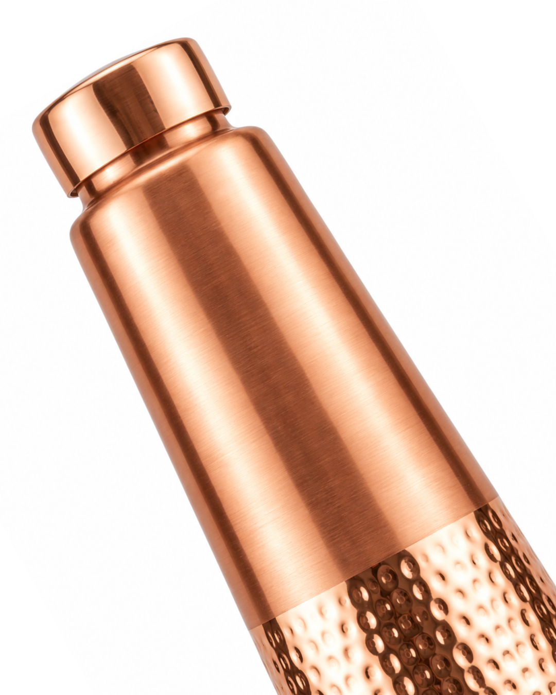 Premium Ergonomic Half-Hammered Copper Water Bottle 950ml – Leak-Proof Designer Ayurveda Flask for Sports, Gym, and Daily Hydration