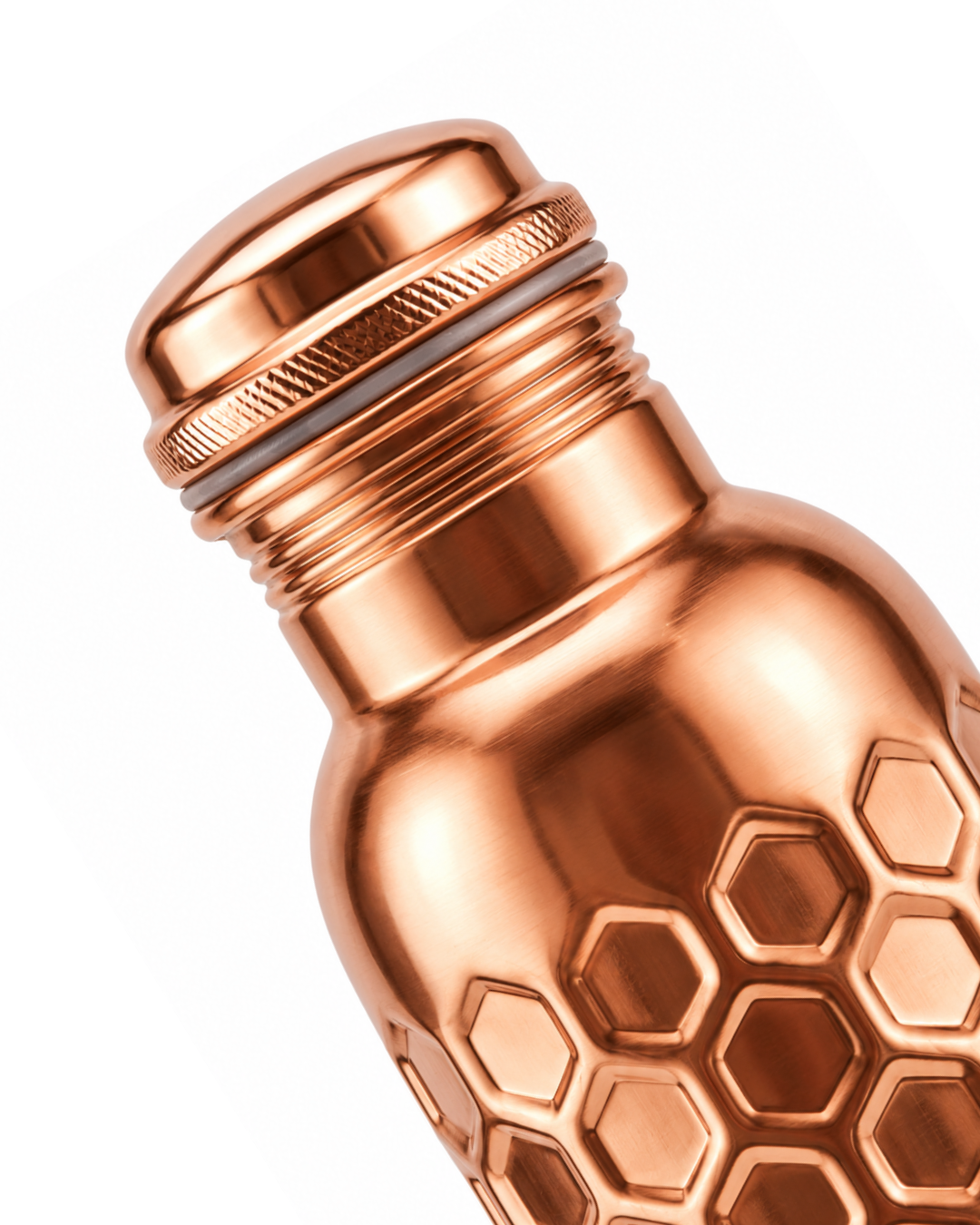 Premium Pure Copper Water Bottle 900ml with Honeycomb Hammered Design – Leak-Proof Ayurveda Health Flask for Wellness, Yoga, and Daily Hydration