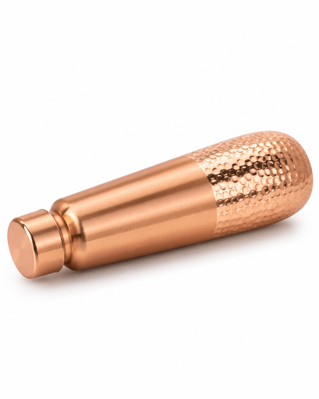 Premium Ergonomic Half-Hammered Copper Water Bottle 950ml – Leak-Proof Designer Ayurveda Flask for Sports, Gym, and Daily Hydration